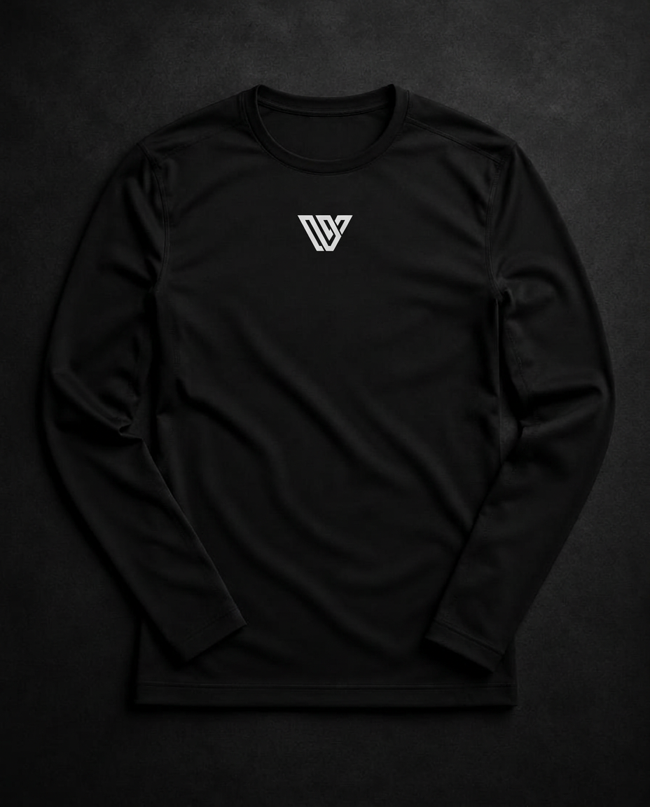 Black Men's Long Sleeve Crew Neck with white VWV logo