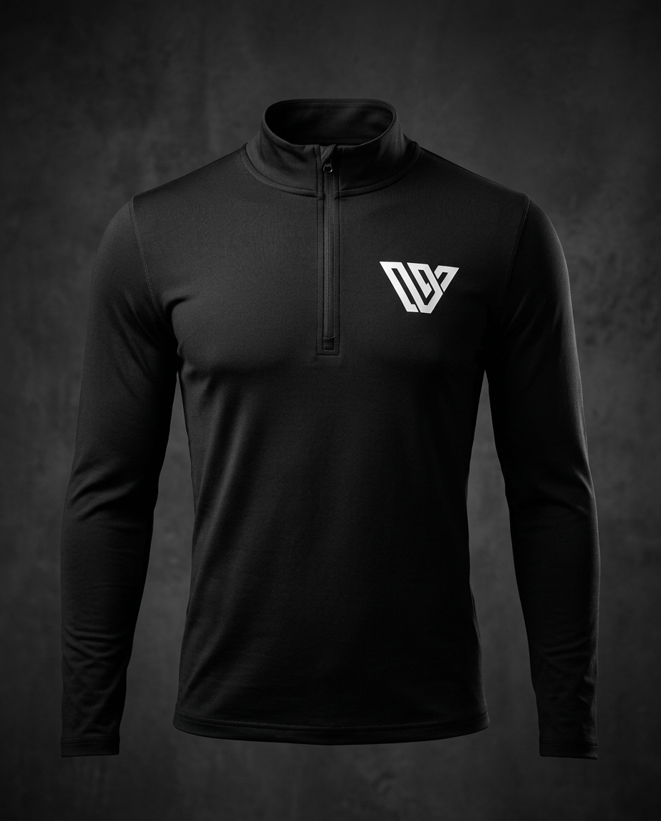 Black Quarter Zip Fitted Top with white VWV logo