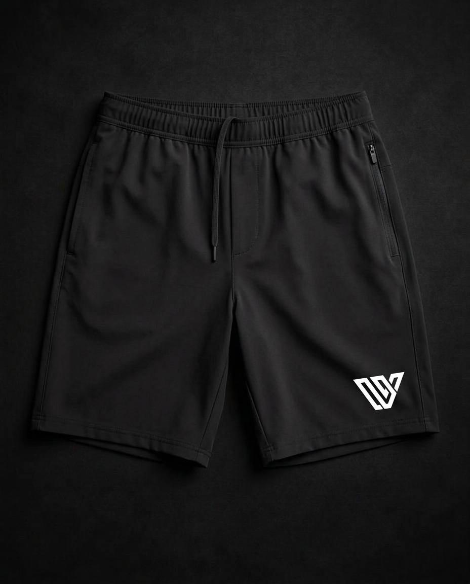 Black Workout Shorts with white VWV logo