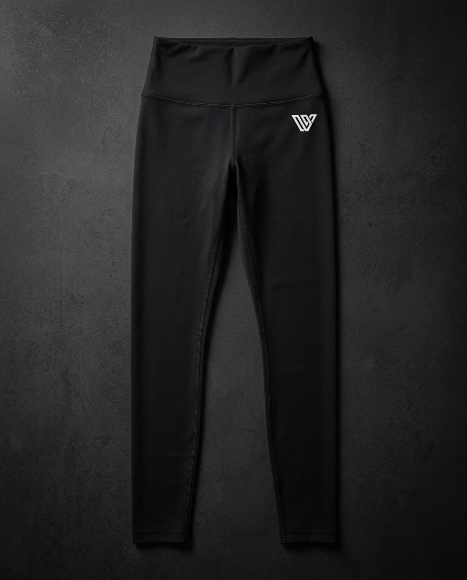Black Women's Yoga Tights with white VWV logo